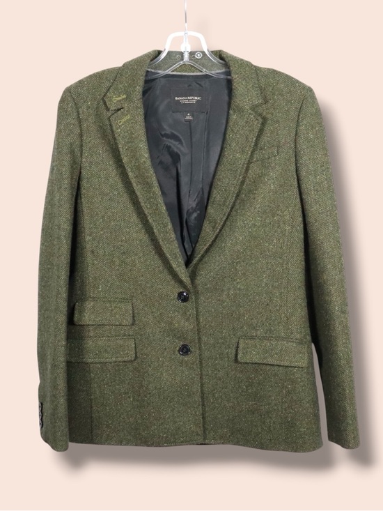 Banana Republic Jackets & Blazers - Banana Republic Tweed Blazer Size 4 Green Wool Classic Tailored Jacket